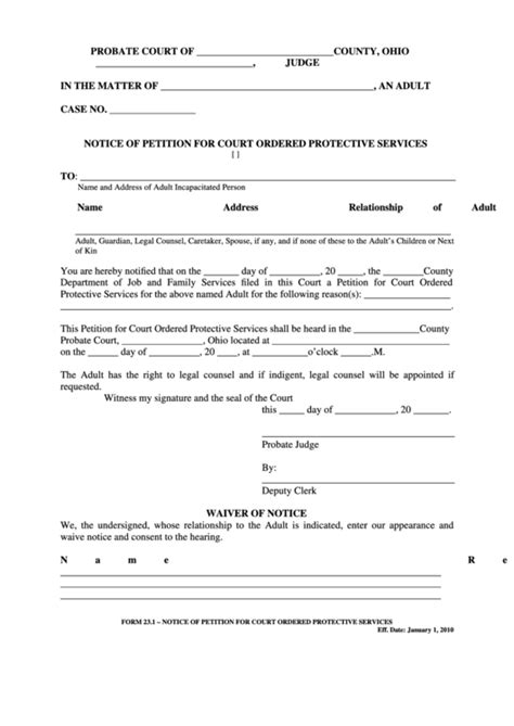 supreme court of ohio probate forms
